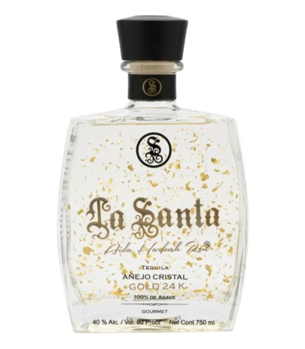 LaSantaTequilaAnejoCristalGold24K750mL